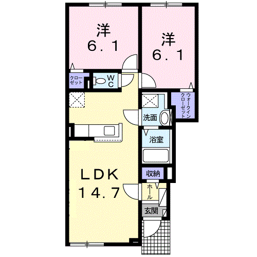 苫小牧市日吉町のアパートの間取り