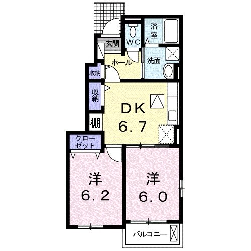 福山市駅家町大字江良のアパートの間取り