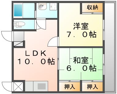 高松市花ノ宮町のマンションの間取り