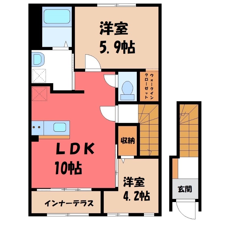 宇都宮市今泉新町のアパートの間取り