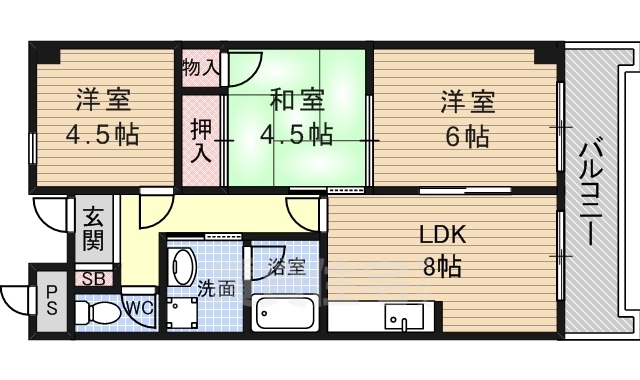 茨木市天王のマンションの間取り