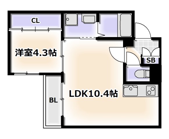 大阪市西成区天下茶屋東のマンションの間取り