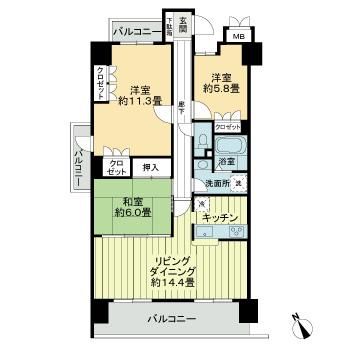 徳島市かちどき橋のマンションの間取り