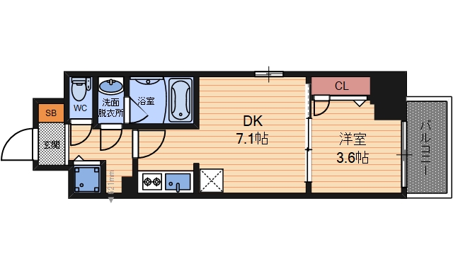 ライフフィールドなにわ本町RUELLEの間取り