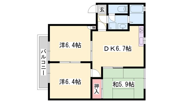 サニーハイツＵＥDＡ　A棟の間取り