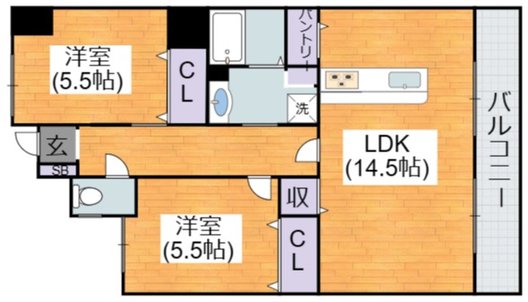 大阪市平野区瓜破西のマンションの間取り