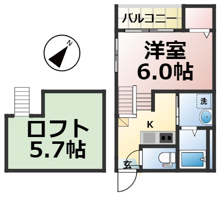 名古屋市熱田区木之免町のアパートの間取り