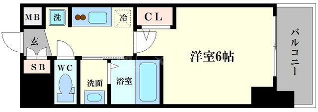 エステムコート難波WEST-SIDEVアジュールの間取り