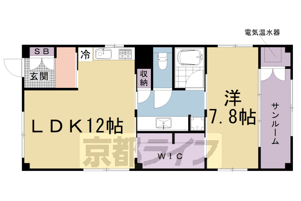 京都市中京区西ノ京北壺井町のマンションの間取り