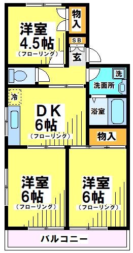 府中市白糸台のアパートの間取り