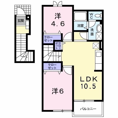 遠賀郡水巻町下二東のアパートの間取り