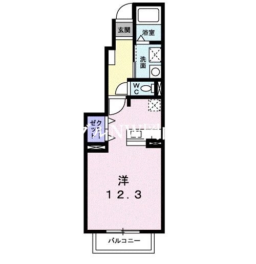 岡山市北区津高のアパートの間取り