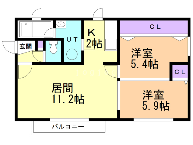 札幌市白石区中央二条のマンションの間取り