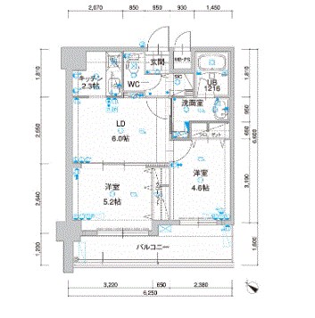 福岡市博多区半道橋のマンションの間取り