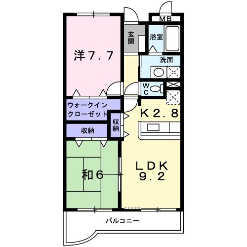 倉敷市浜ノ茶屋のマンションの間取り