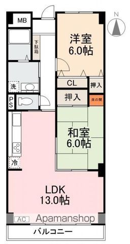ＪＲ高徳線 栗林駅 徒歩3分 6階建 築34年の間取り写真