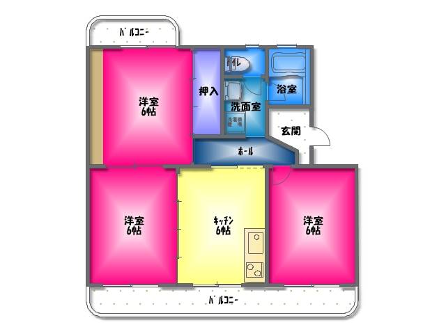 コトー萩　三島市賃貸マンションの間取り