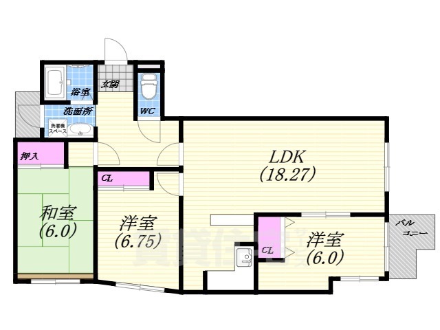 西宮市五月ケ丘のマンションの間取り