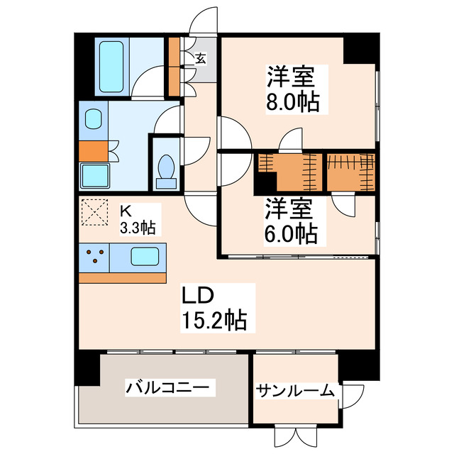 【熊本市中央区上通町のマンションの間取り】