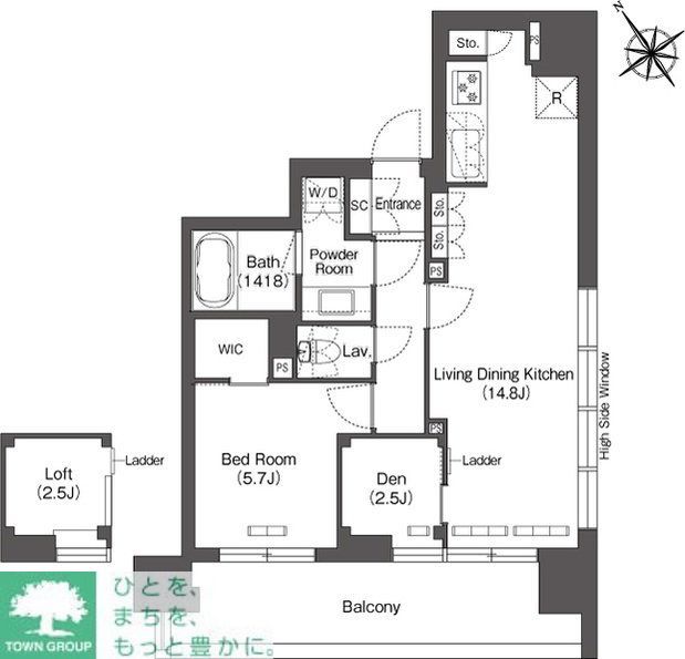 港区芝浦のマンションの間取り