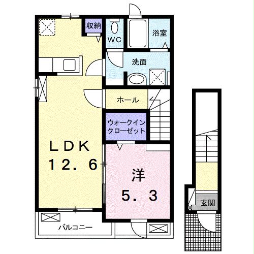 姫路市花田町加納原田のアパートの間取り