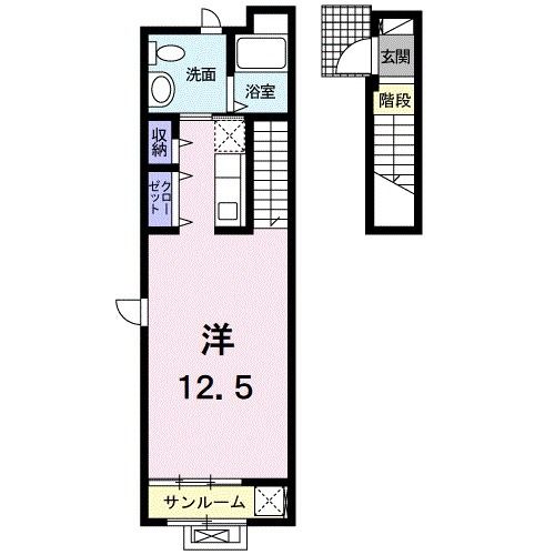 松山市竹原のアパートの間取り