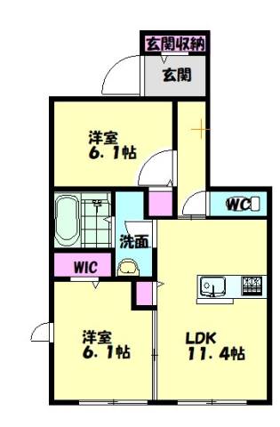 堺市西区浜寺船尾町東のアパートの間取り