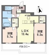 【倉敷市福田町福田のマンションの間取り】