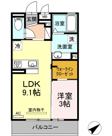 津市江戸橋のアパートの間取り