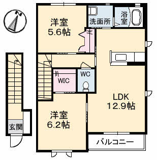 広島市安佐南区緑井のアパートの間取り