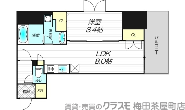 ルフォンプログレ堺筋本町タワーレジデンスの間取り