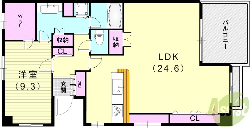 西宮市名次町のマンションの間取り