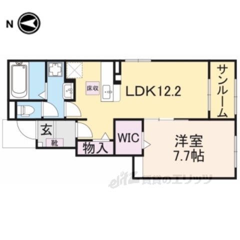 城陽市市辺のアパートの間取り