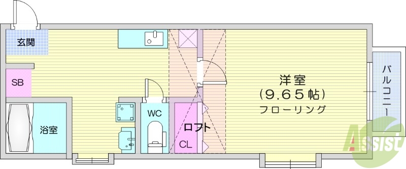 仙台市青葉区上愛子のアパートの間取り