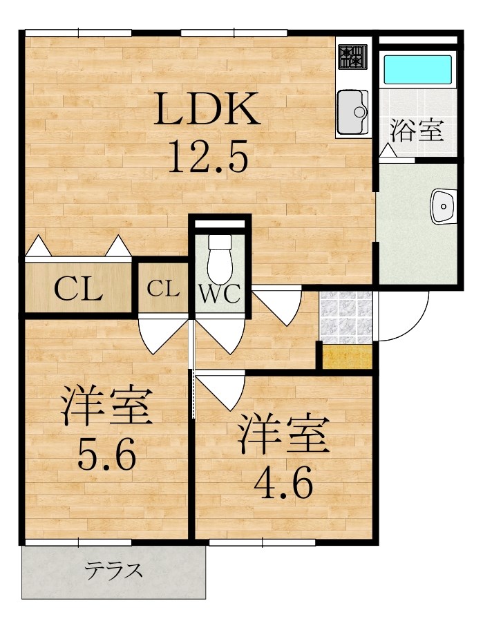 橿原市栄和町のアパートの間取り