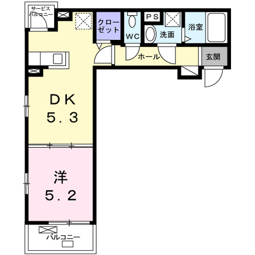 茅ヶ崎市東海岸北のアパートの間取り