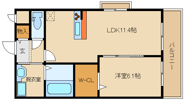 【羽曳野市はびきののアパートの間取り】