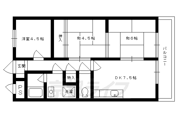 【向日市上植野町のマンションの間取り】