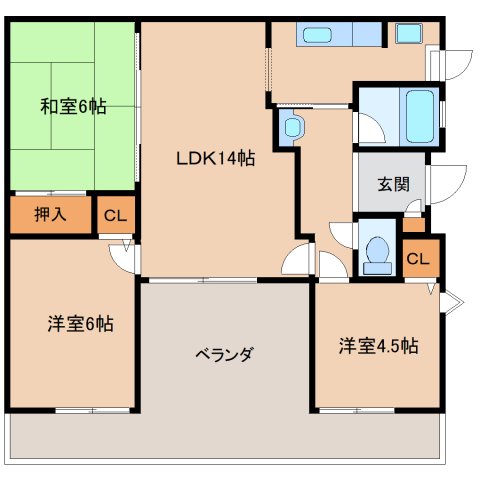 生駒市北新町のマンションの間取り