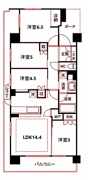 横浜市港北区綱島東のマンションの間取り