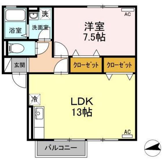 広島市安佐南区安東のアパートの間取り