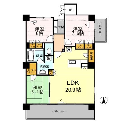 プレミスト西町　307号室の間取り