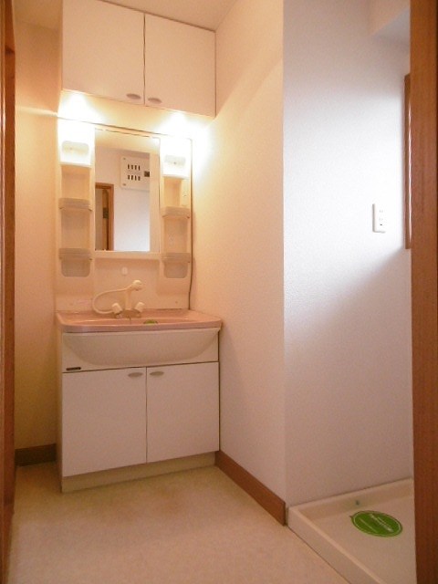 洗面設備　シャワー付き洗面台・洗濯機置場　※写真は101号室のお部屋で