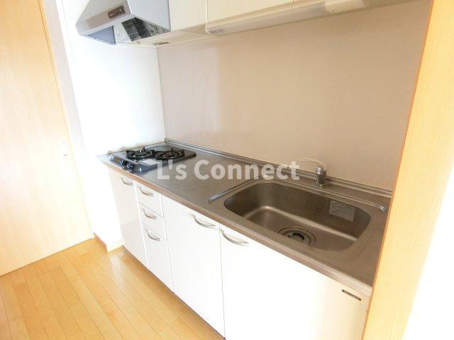 キッチン　２口ガスコンロのシステムキッチン。