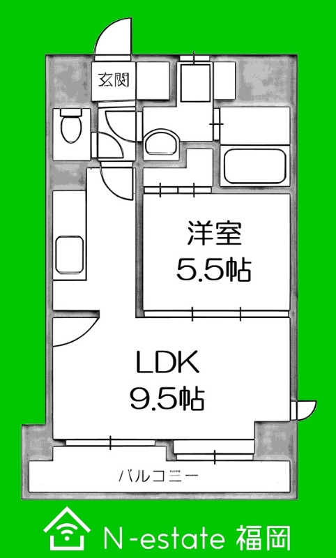 地下鉄空港線 唐人町駅 徒歩8分 4階建 築30年の間取り写真