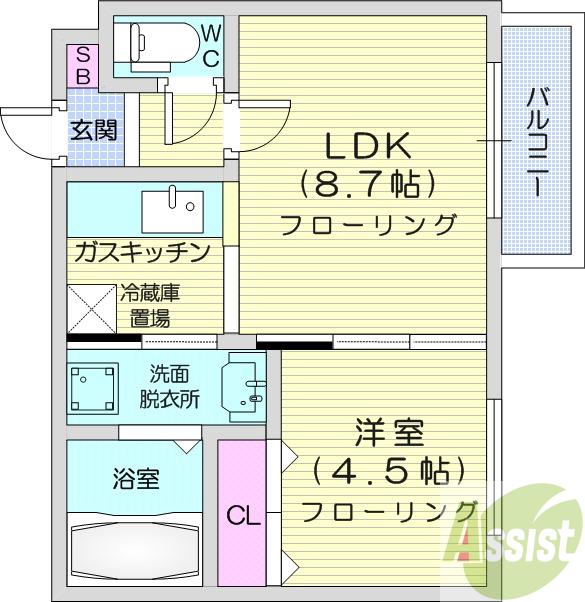 地下鉄東豊線 東区役所前駅 徒歩5分 4階建 築14年の間取り写真