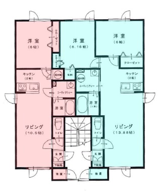 旭川市春光三条のアパートの間取り