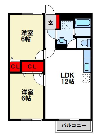 大野城市大城のアパートの間取り