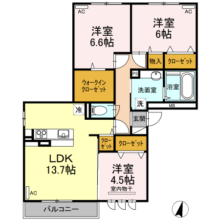 福山市明治町のアパートの間取り