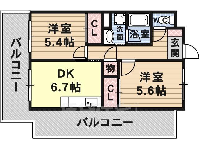 神戸市灘区宮山町のマンションの間取り